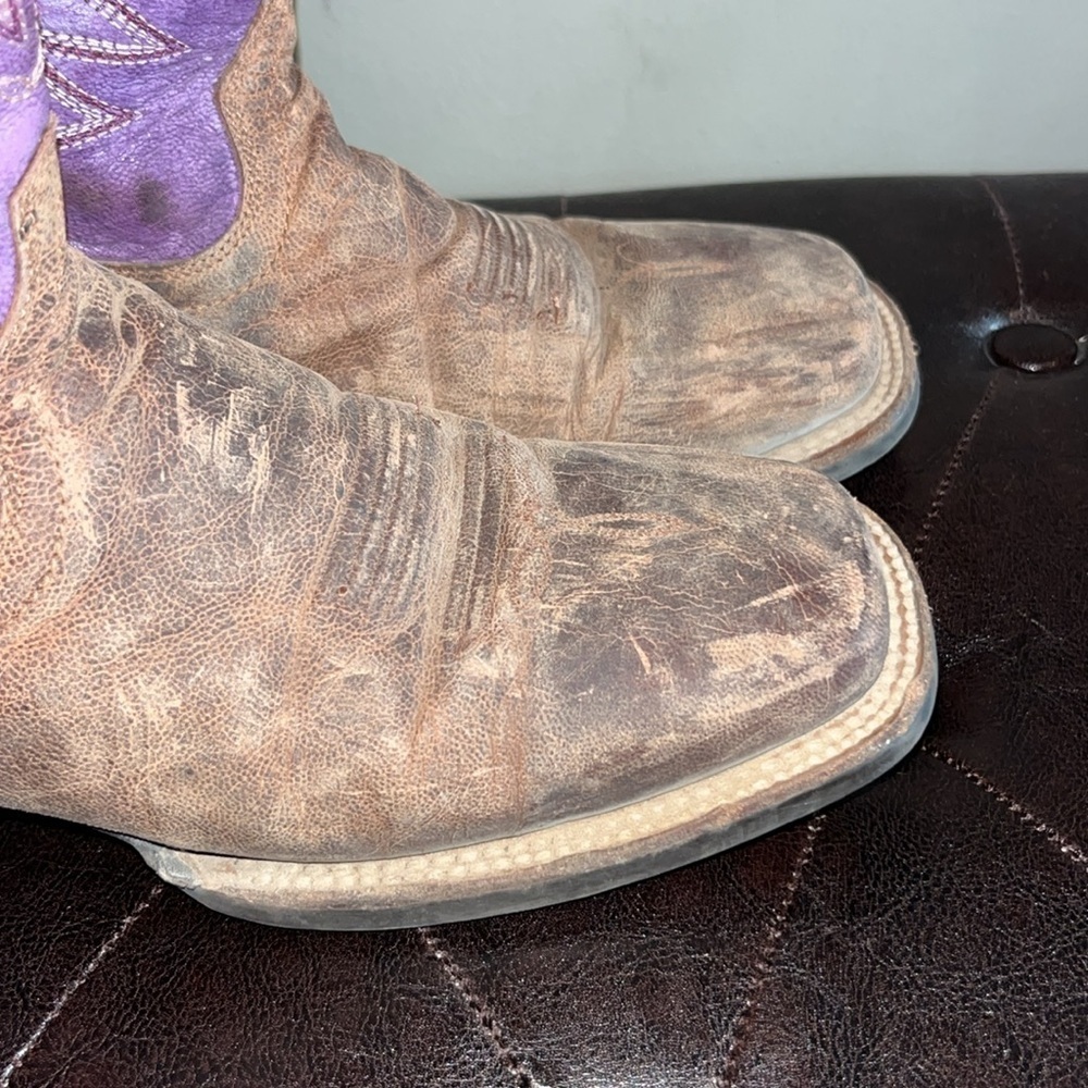 Shyanne women purple burnish western cowgirl boots brown purple square toe 7M - Picture 2 of 13